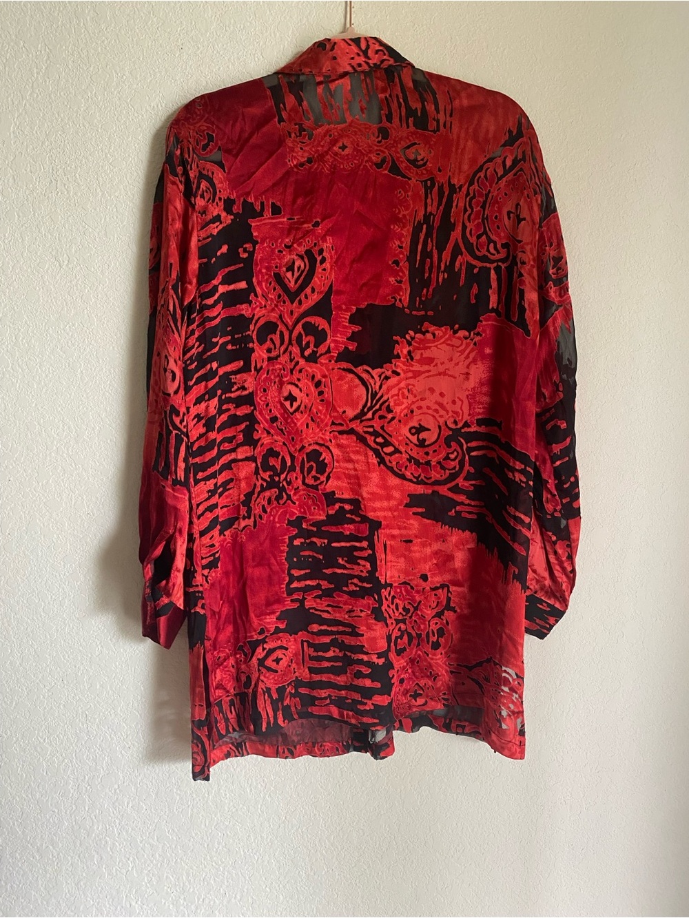 Vintage Y2K Burnout Vampy Sultry Silk Blend Grunge Edgy Blouse - Picture 8 of 10